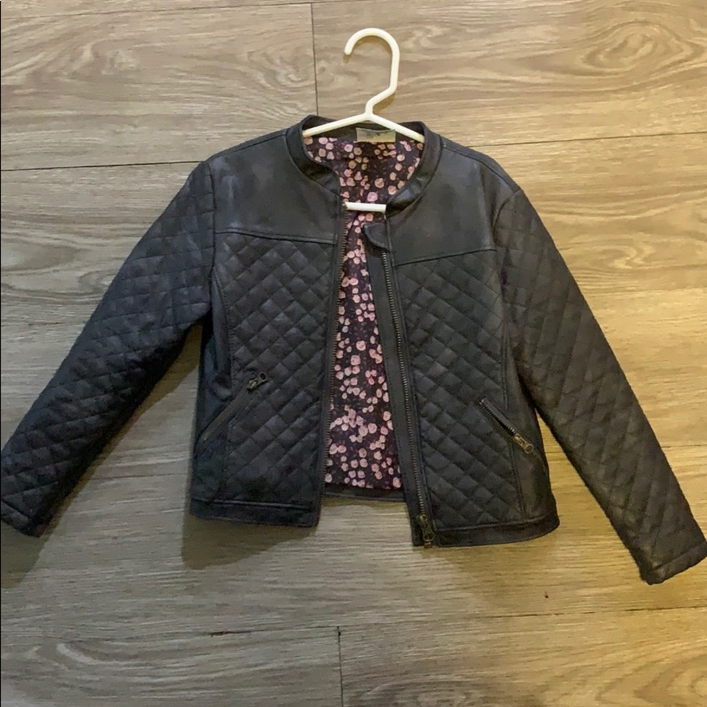 Kids Grey Faux Leather Jacket